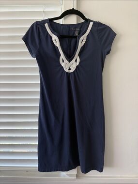 Lilly Pulitzer Navy Blue Mini Dress with White Rope Trim